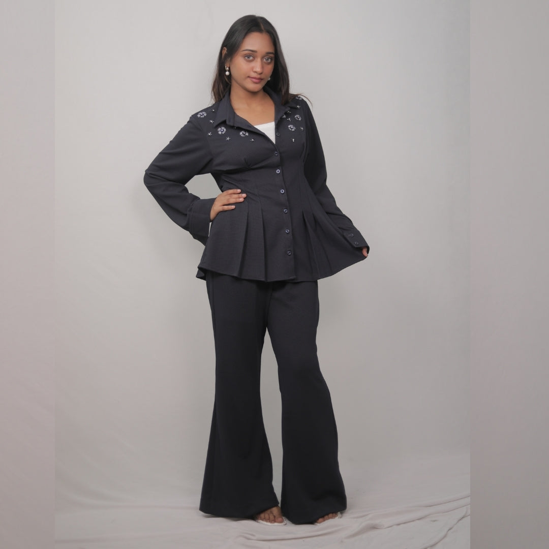 NOIR ELEGANT PEPLUM SET