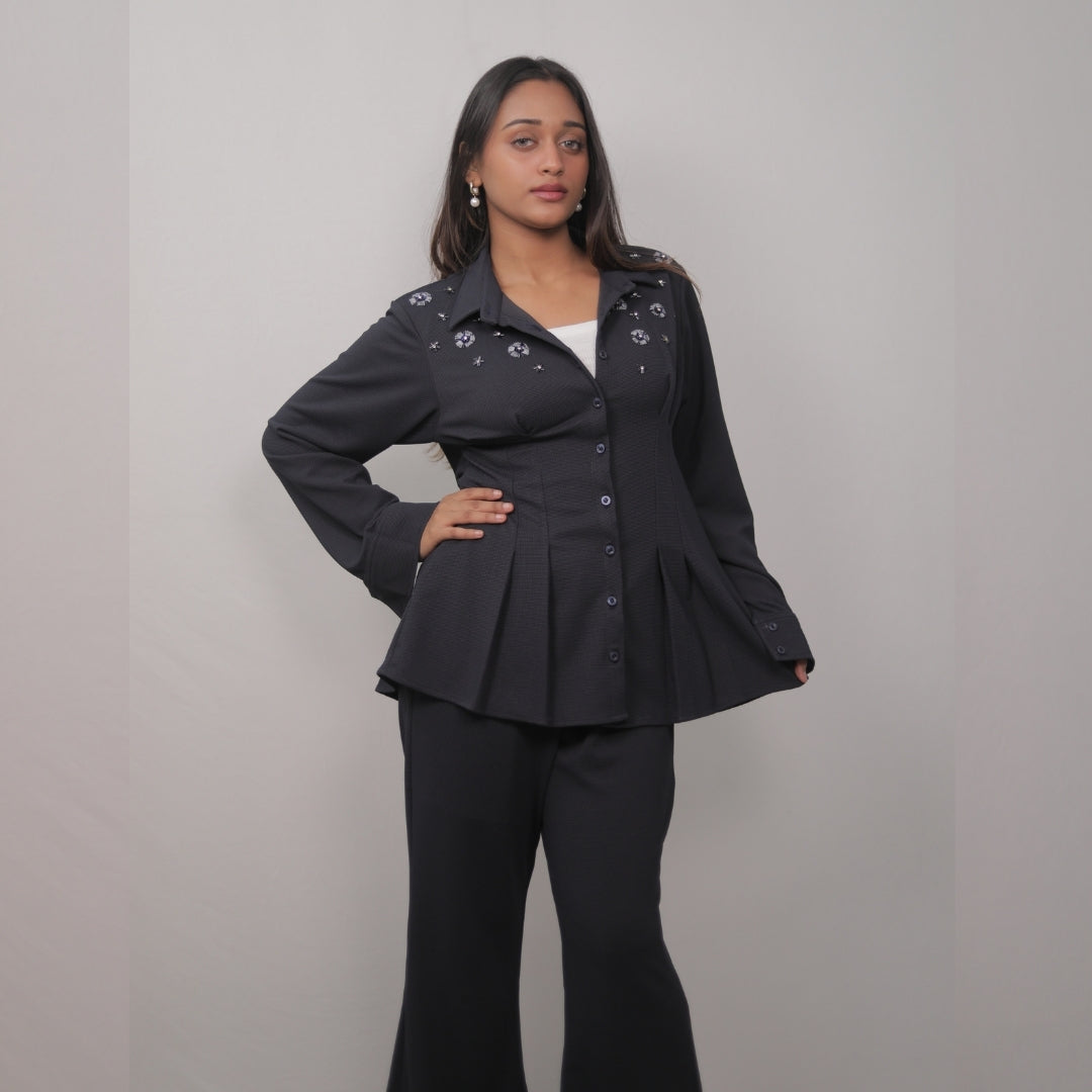 NOIR ELEGANT PEPLUM SET