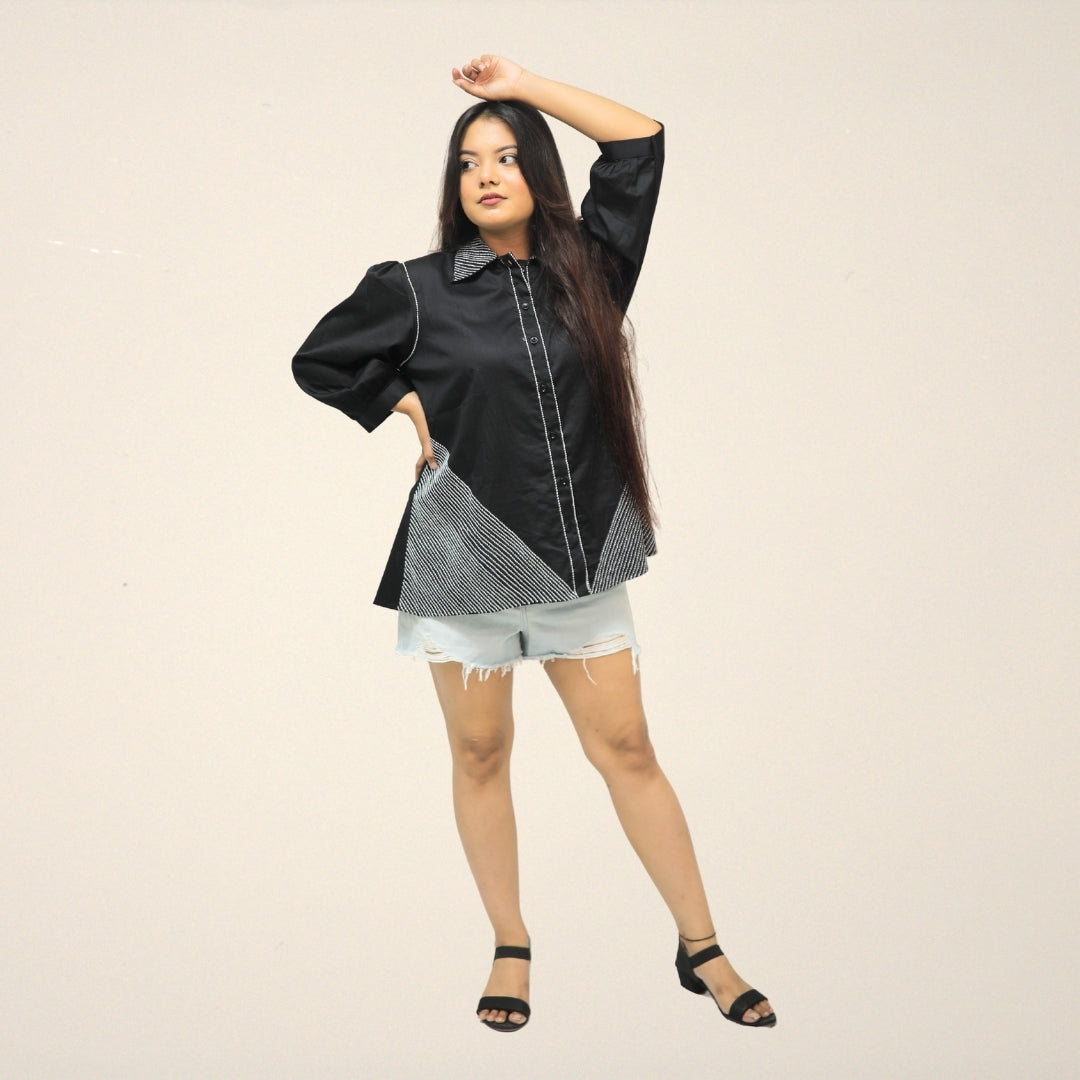 BLACK OVERSIZED COTTON SHIRT