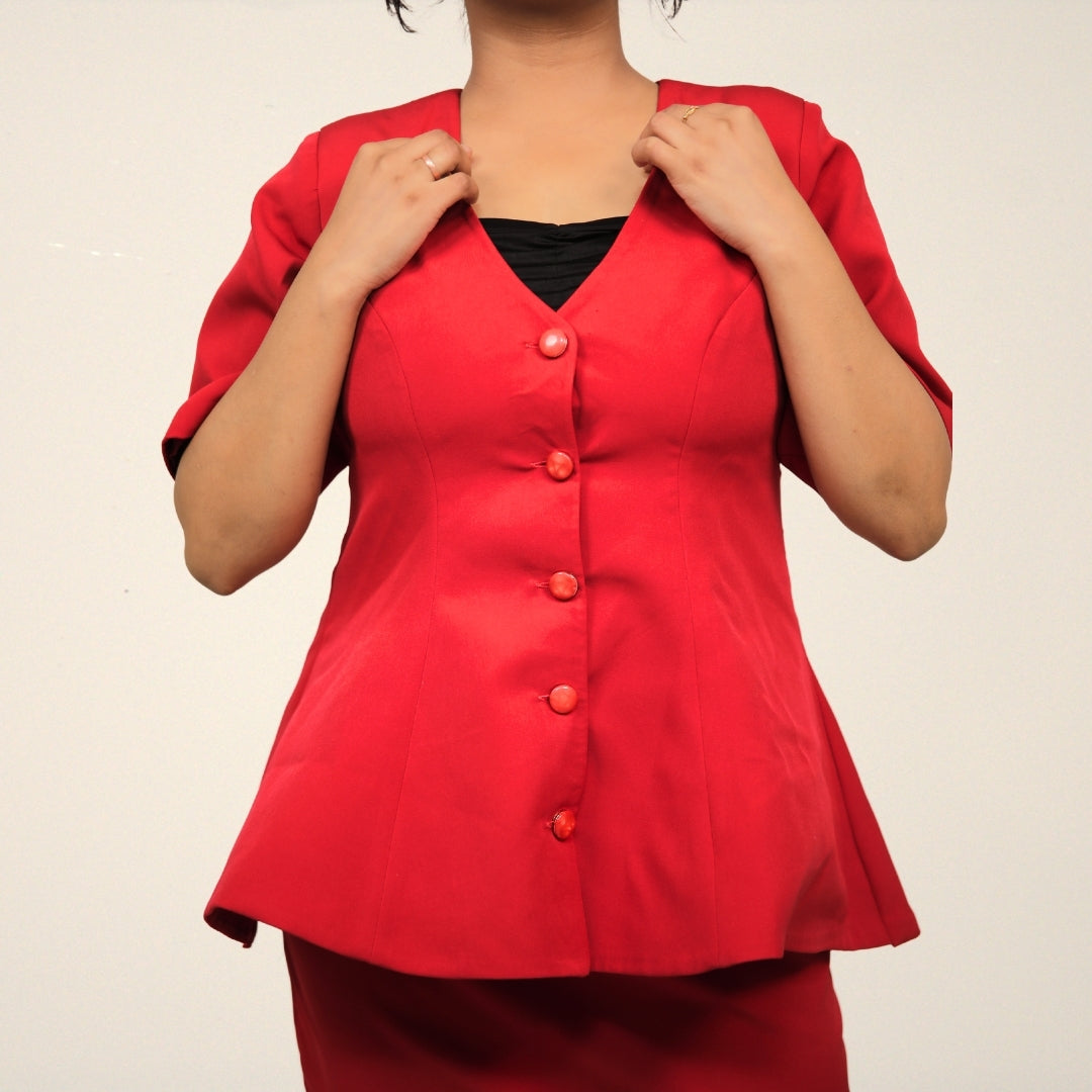 RED PEPLUM SKIRT (TOP)