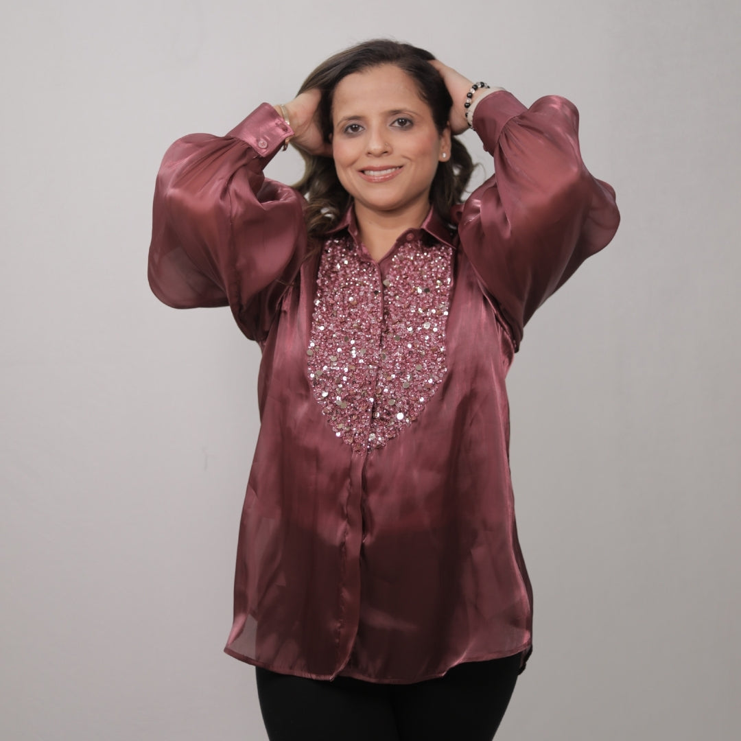 ROSE SATIN LUXE SHIRT