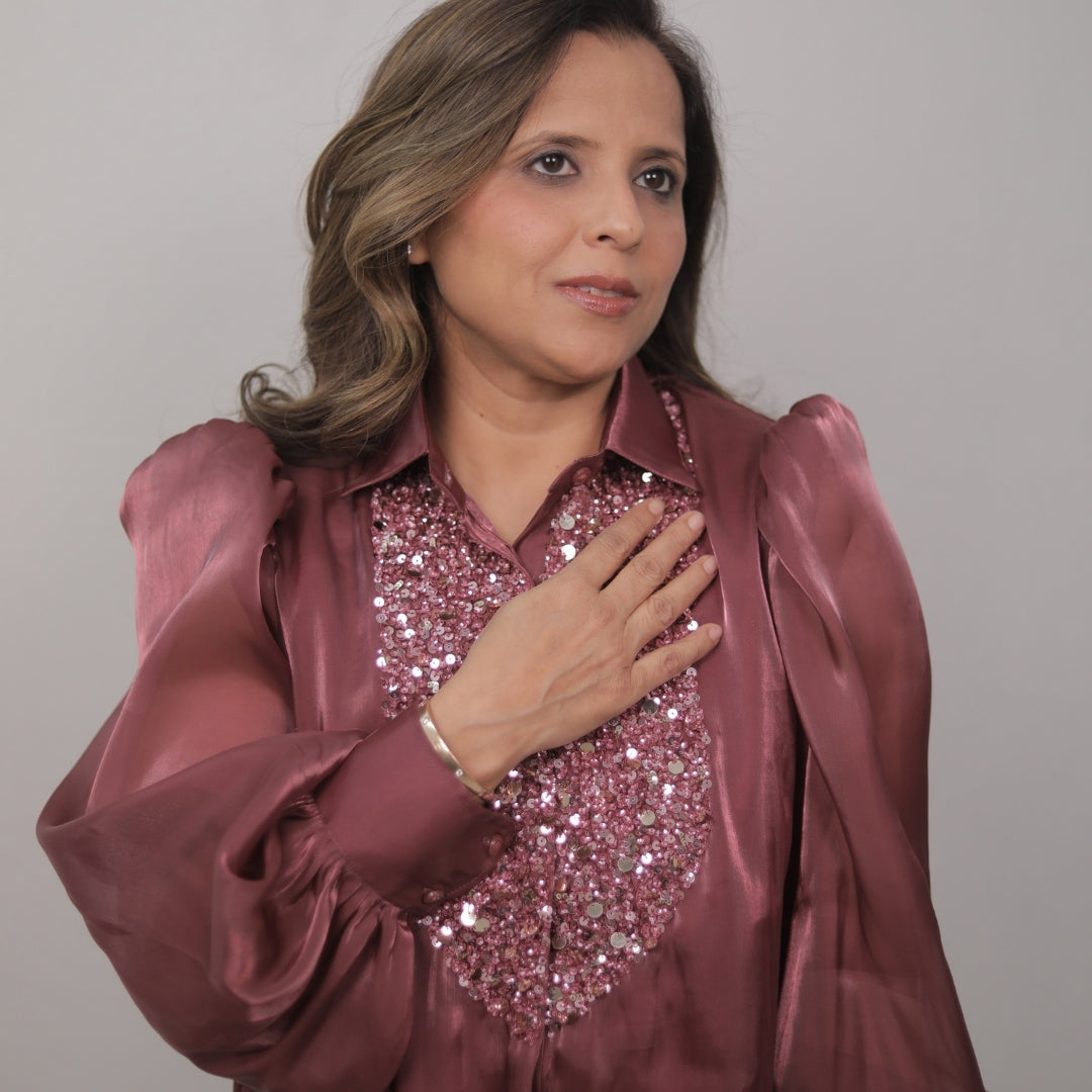 ROSE SATIN LUXE SHIRT