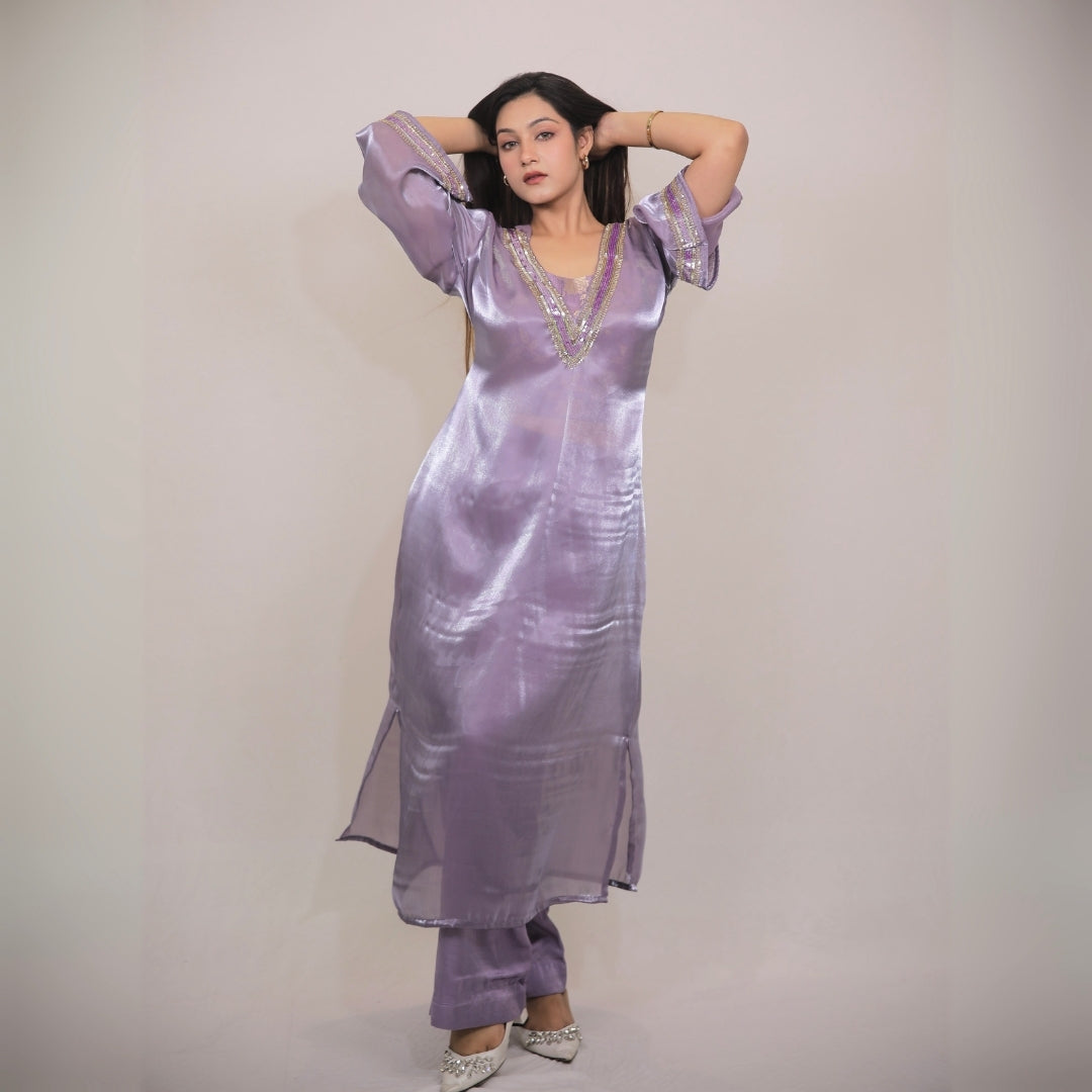 LAVENDER GLEAM SEQUIN KURTA SET