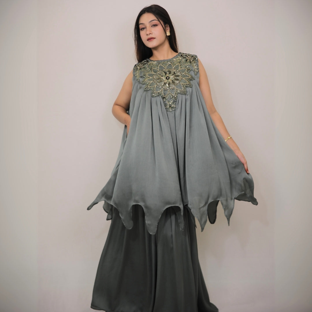 SAGE ROYALE HAND-EMBROIDERED KURTA SET