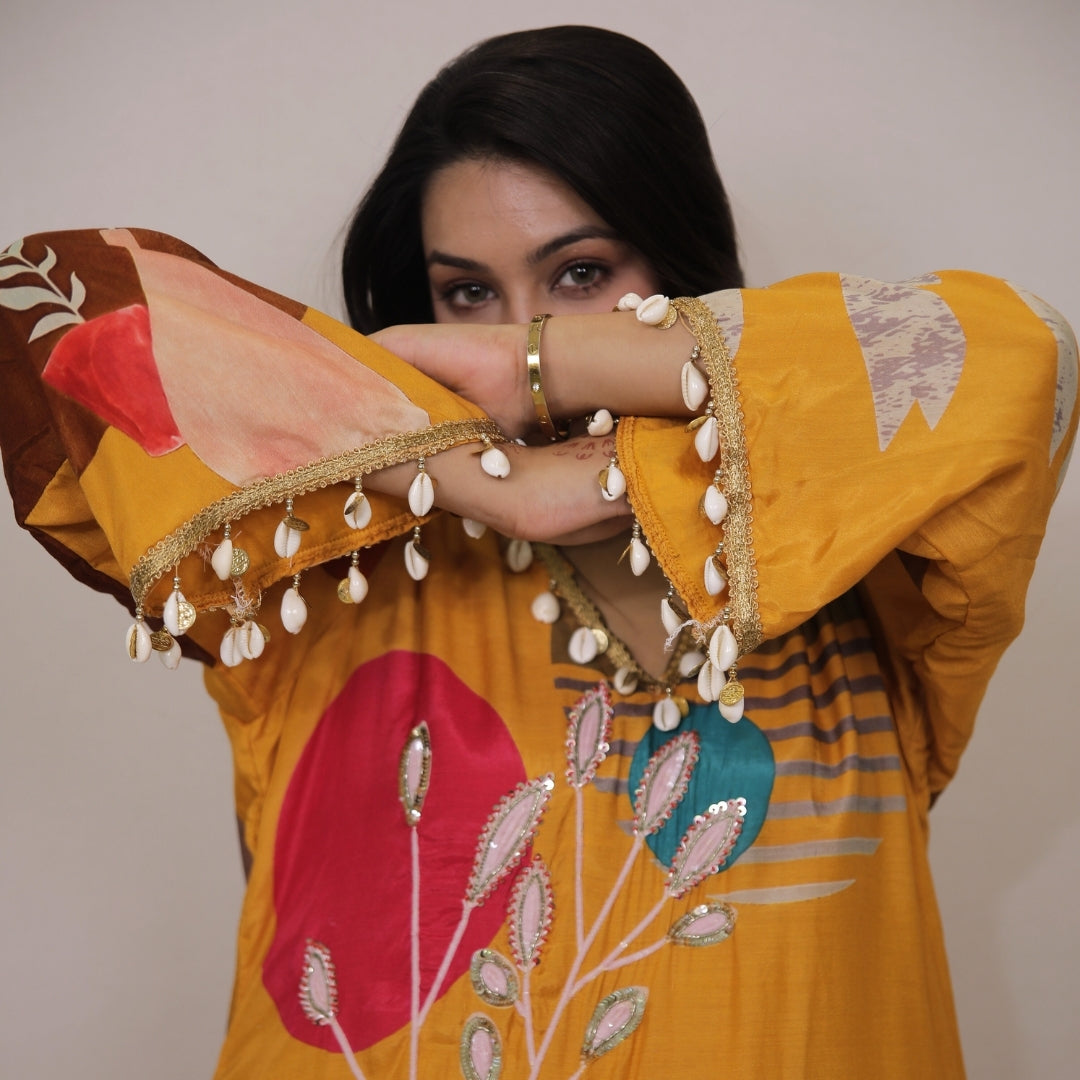 SUNSET BLOOM PRINTED EMBELLISHED KURTA SET