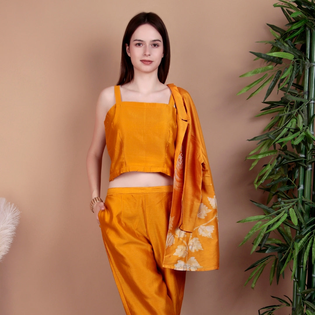 GOLDEN BLOOM EMBROIDERED CO-ORD SET