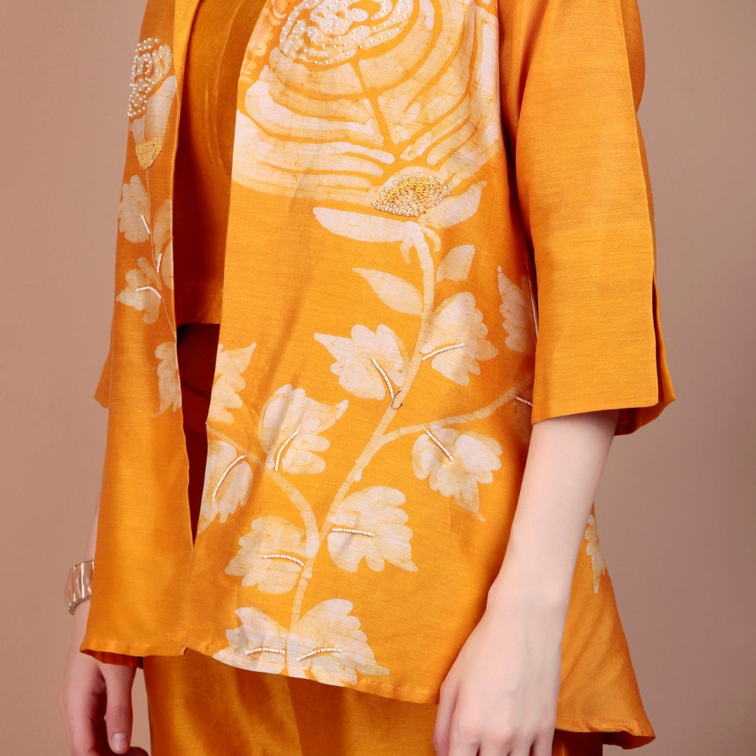 GOLDEN BLOOM EMBROIDERED CO-ORD SET