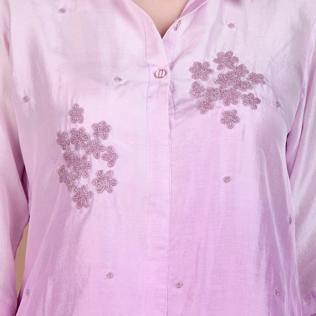 LILAC PETAL EMBROIDERED CO-ORD SET