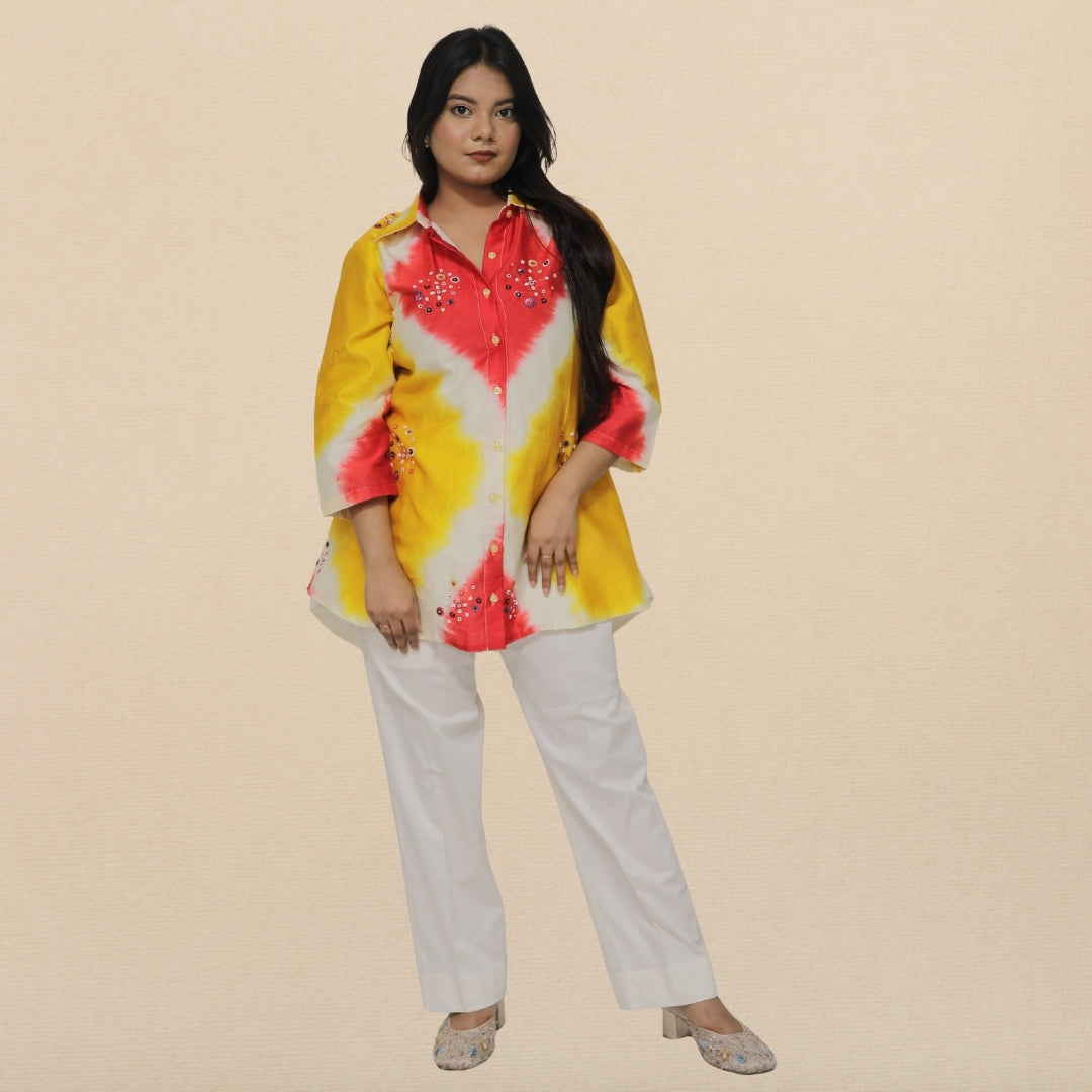 TIE AND DYE CHANDERI CORDSET