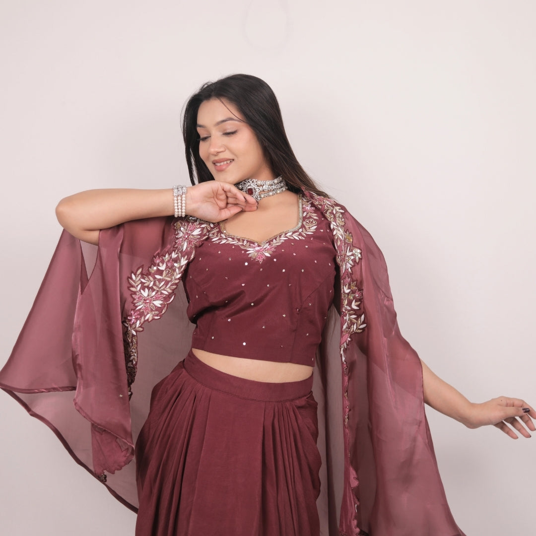 ROYAL MAROON CAPE SET