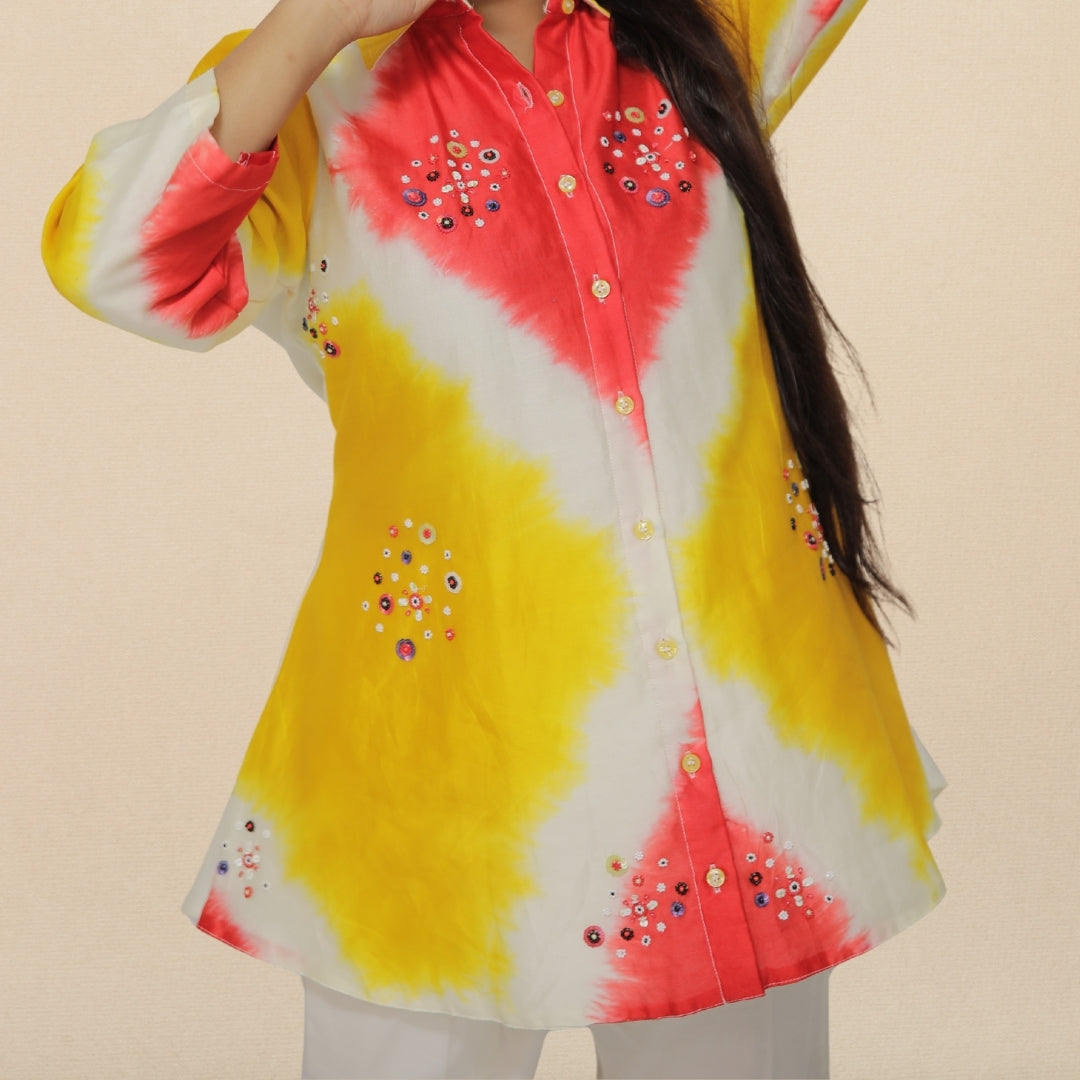 TIE AND DYE CHANDERI CORDSET