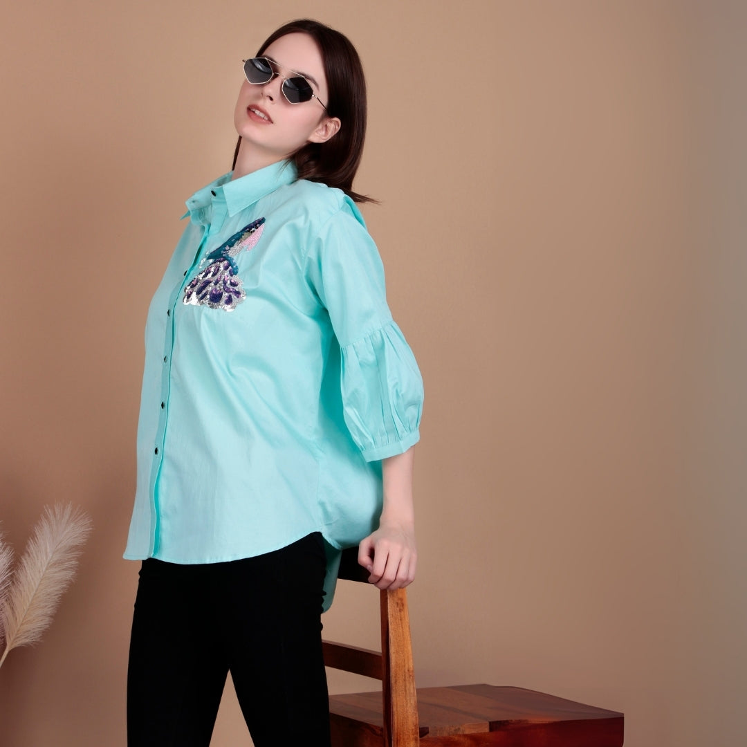 MINT WHISPER EMBROIDERED SHIRT