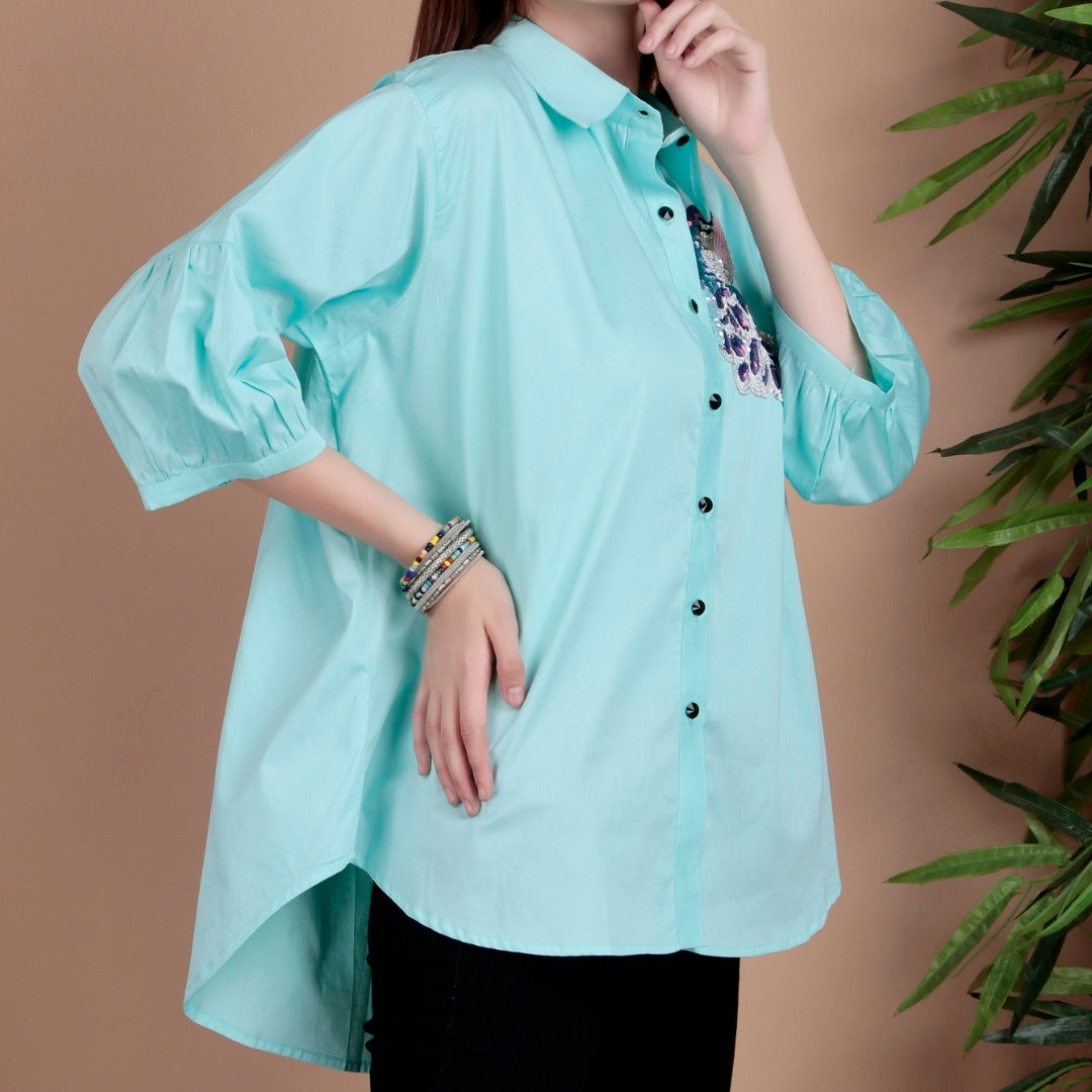 MINT WHISPER EMBROIDERED SHIRT