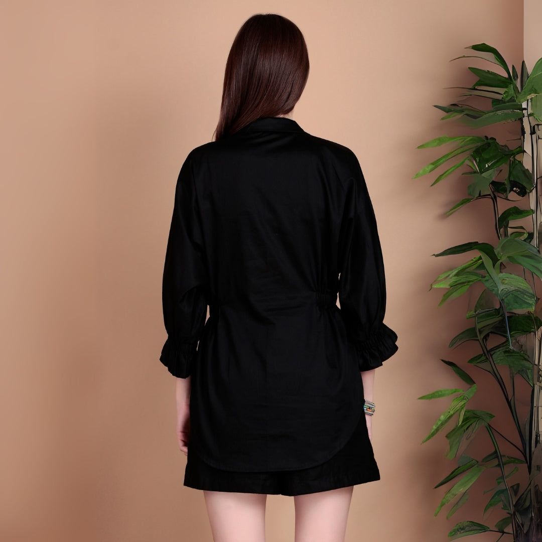 MIDNIGHT PALM EMBROIDERED SHIRT