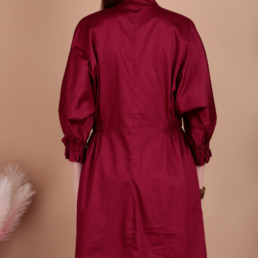 RUBY SWIRL EMBELLISHED ZIP DRESS