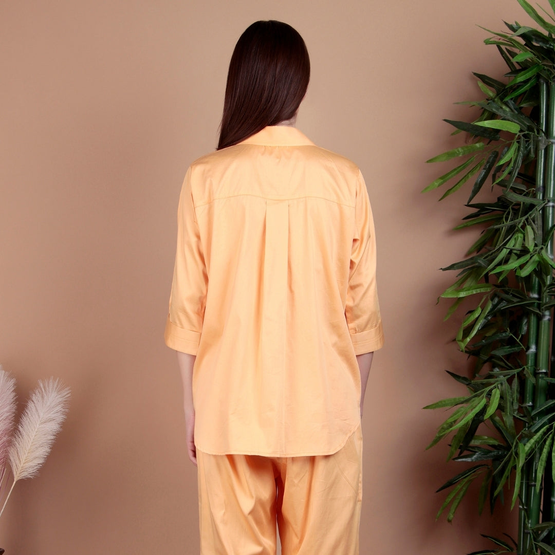 PEACH GLOW HEART EMBELLISHED SHIRT