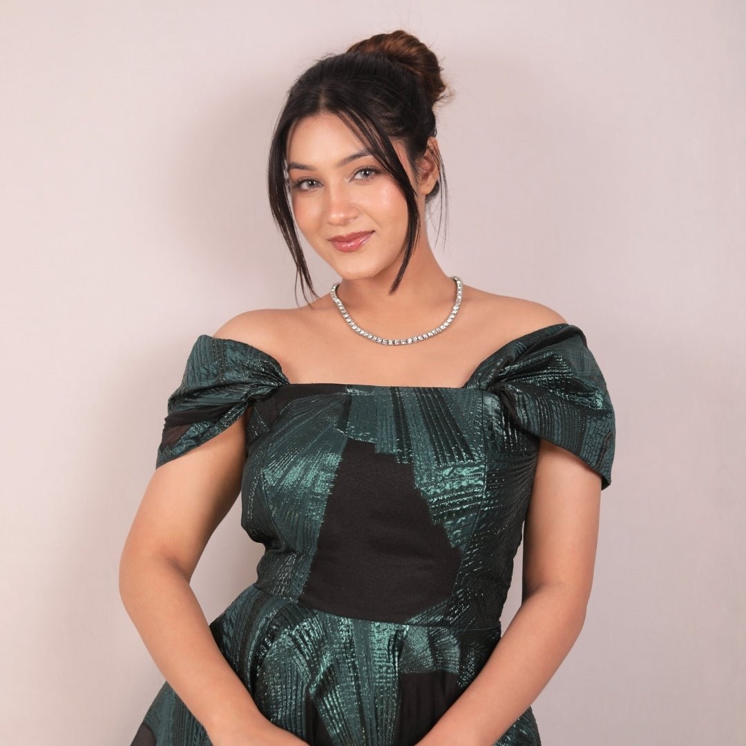 EMERALD FLARE PARTY DRESS
