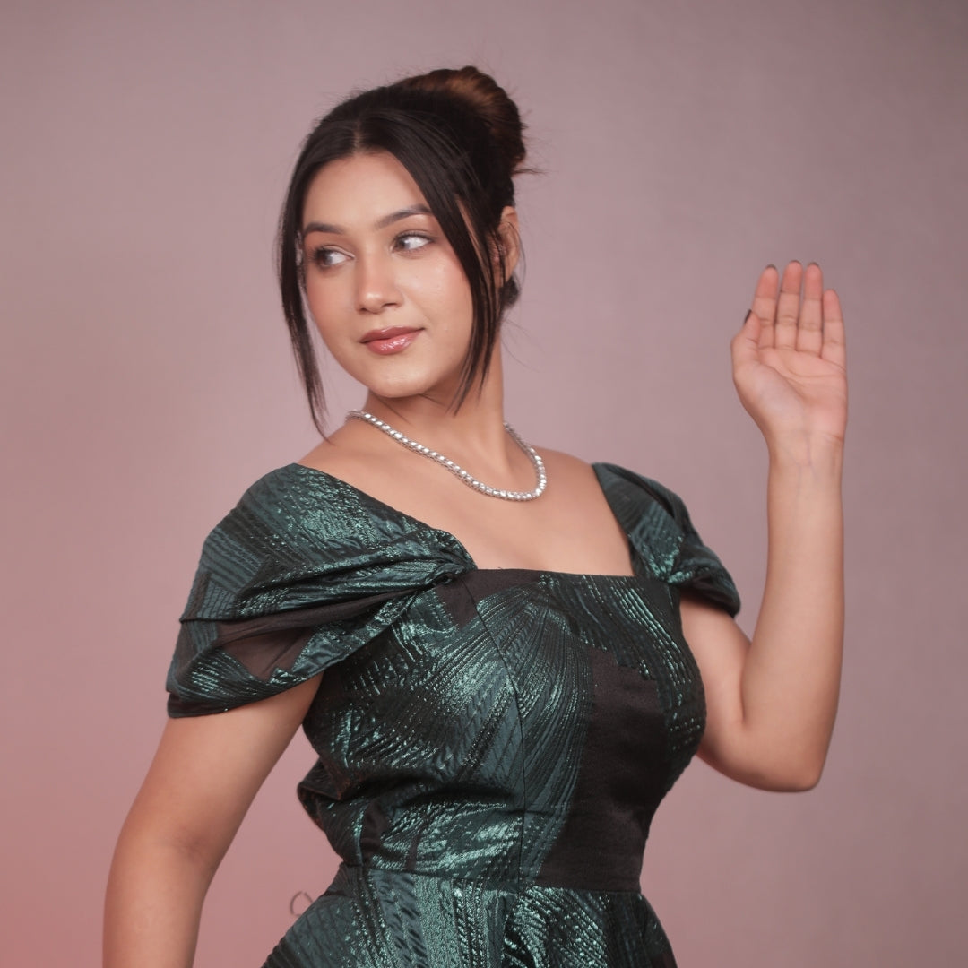 EMERALD FLARE PARTY DRESS