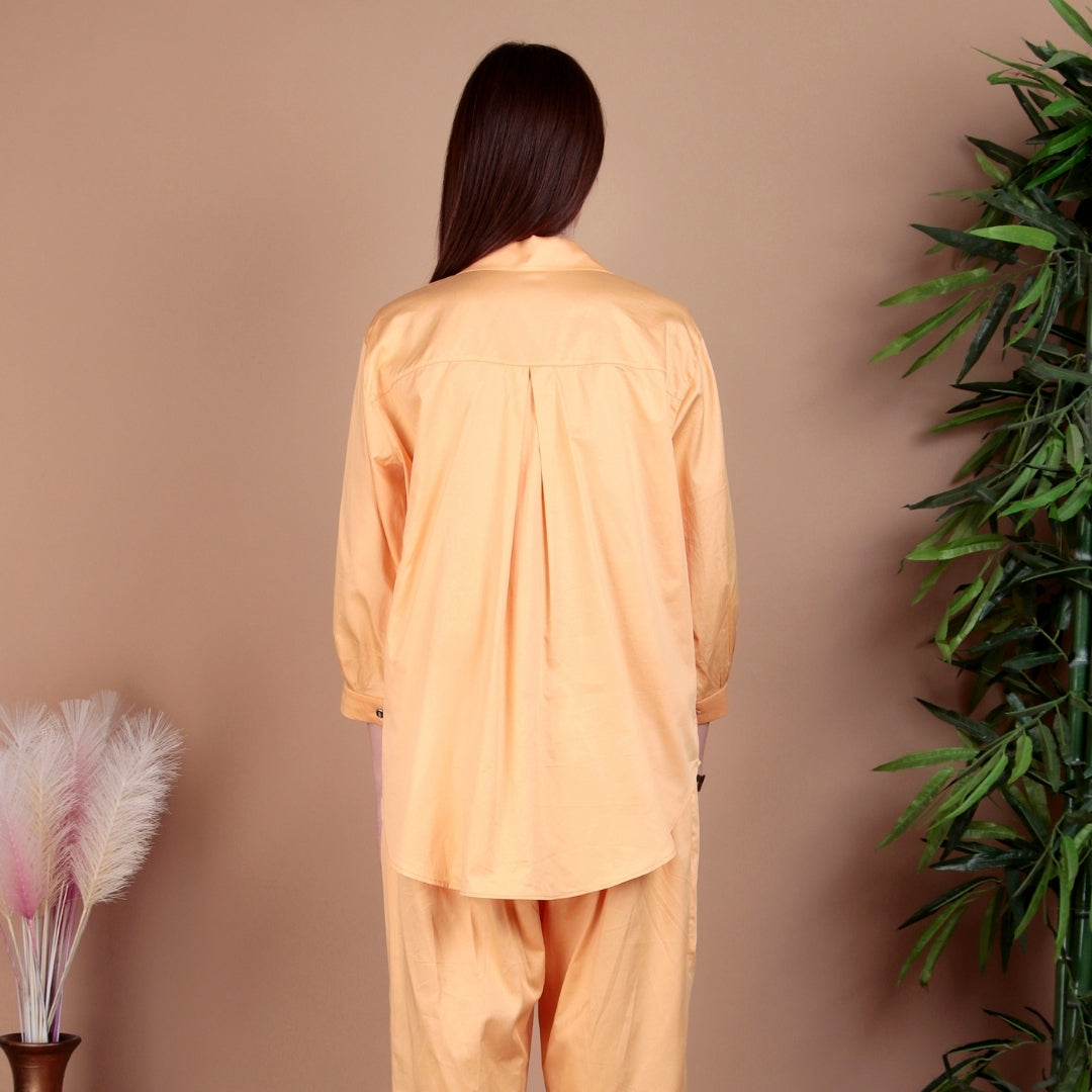 PEACH BLOOM EMBELLISHED SHIRT