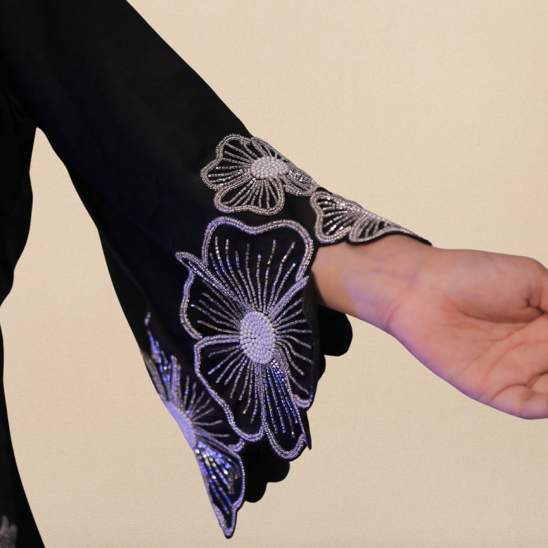 BLACK OFF SHOULDER EMBELLISHED TUNIC SET