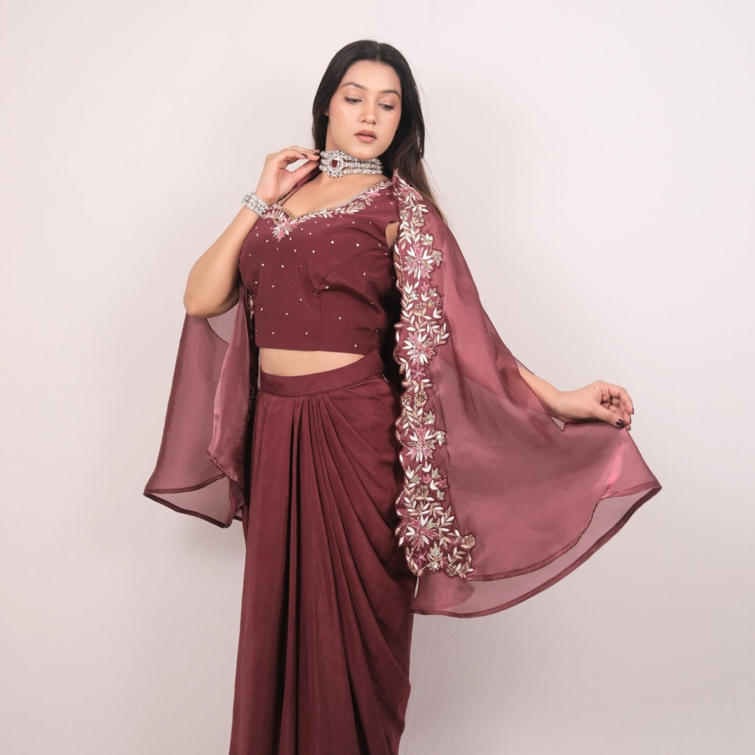 ROYAL MAROON CAPE SET