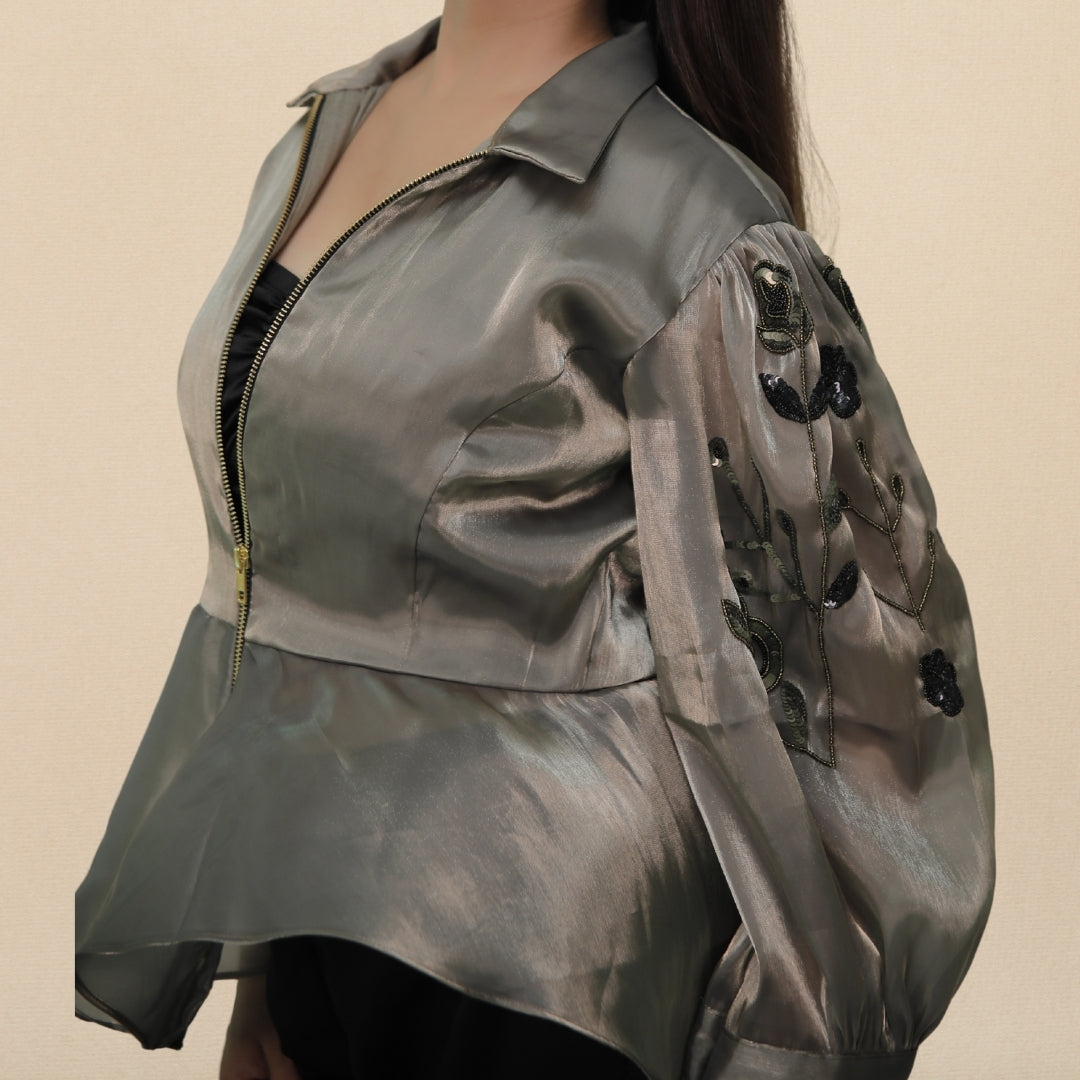 ORGANZA ZIP UP JACKET (TOP)