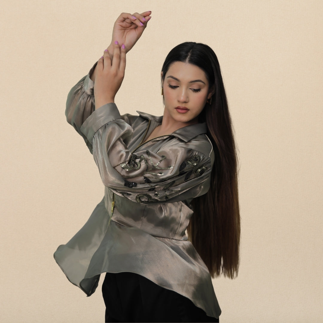 ORGANZA ZIP UP JACKET (TOP)