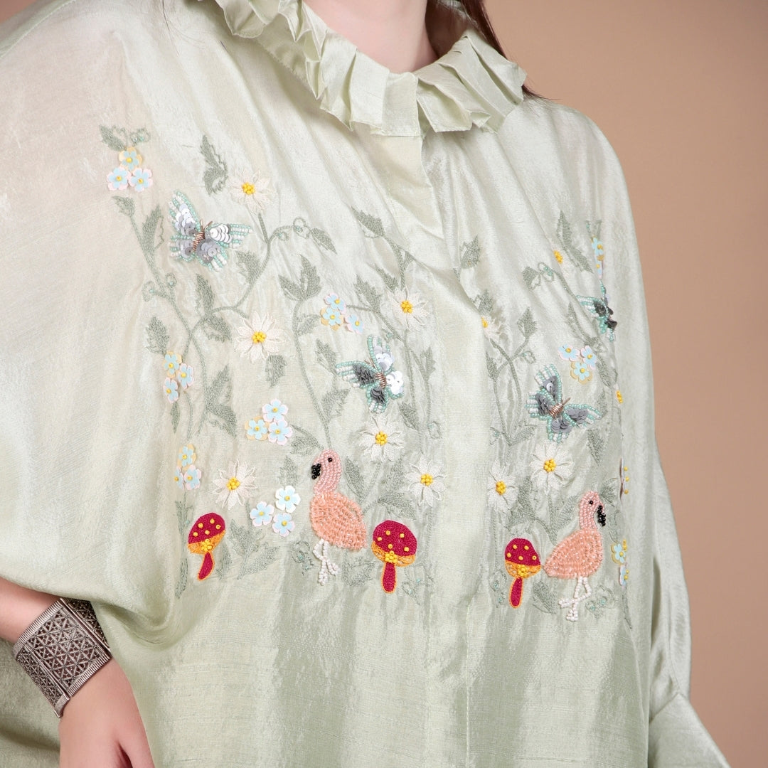 SAGE MEADOW EMBROIDERED CAPE CO-ORD SET